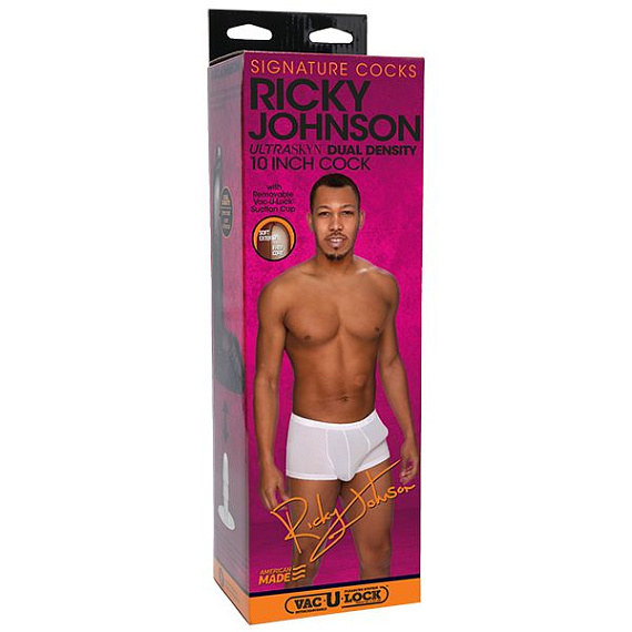 Коричневый фаллоимитатор Ricky Johnson со съемной присоской - 26 см. Doc Johnson