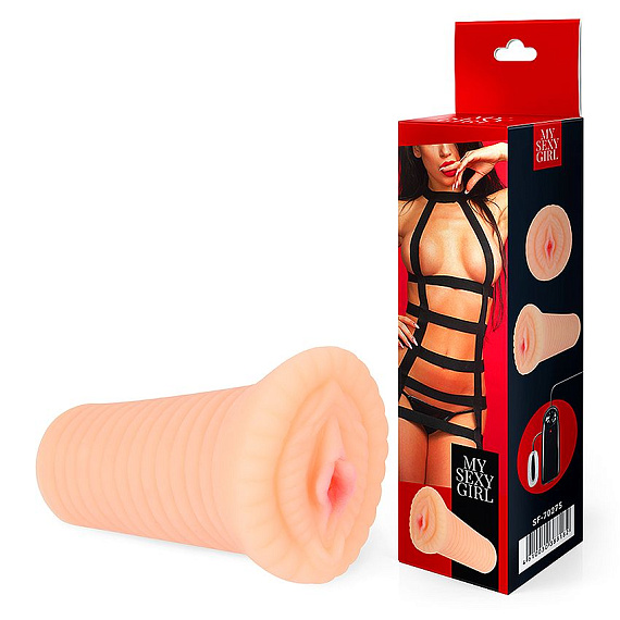 Реалистичный мастурбатор-вагина телесного цвета с вибрацией - термопластичная резина (TPR)