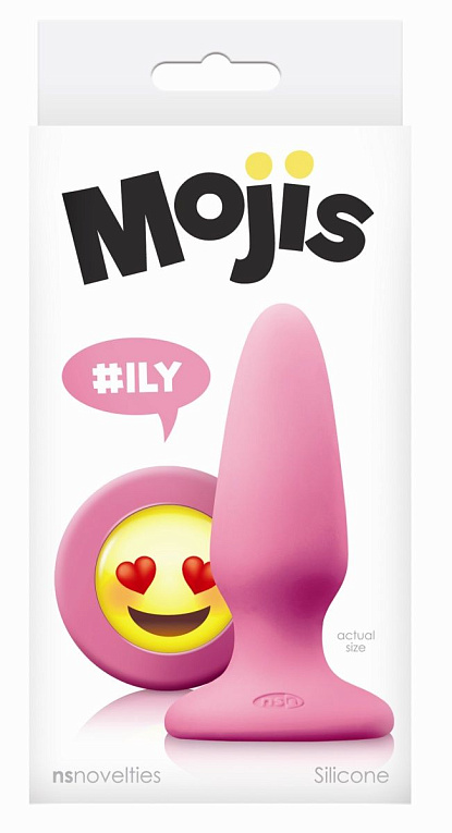 Розовая силиконовая пробка среднего размера Emoji ILY - 10,2 см. - силикон