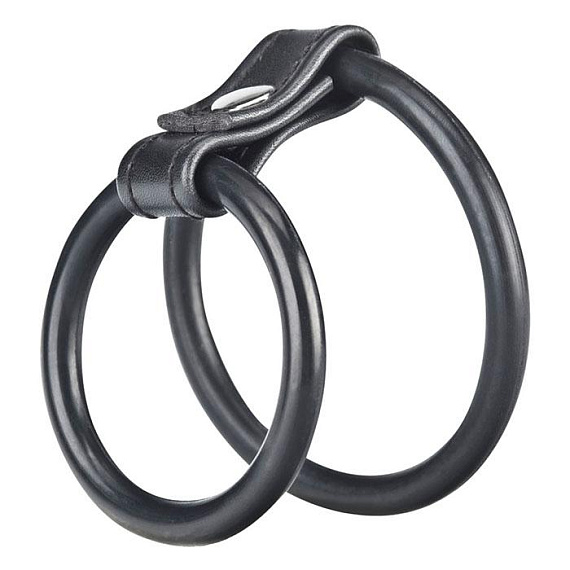 Двойное эрекционное кольцо на пенис и мошонку - искусственная кожа, силикон