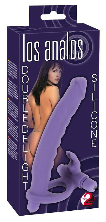 Фиолетовая насадка на пенис для двойной стимуляции Los Analos - 16 см. - фото 6