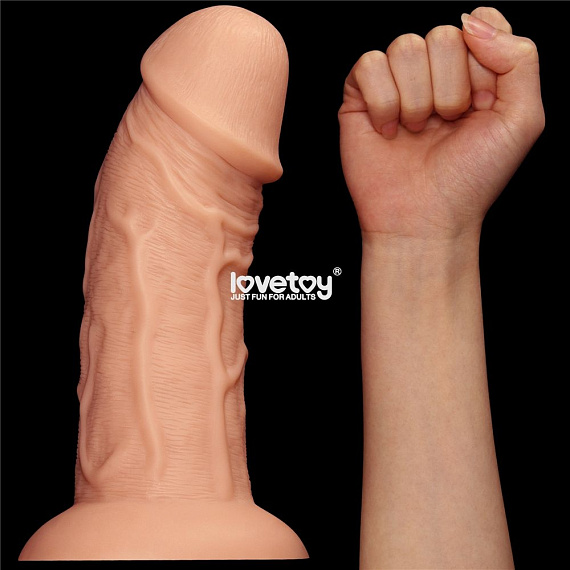 Телесный фаллоимитатор-гигант 9.5 Realistic Curved Dildo - 24 см. Lovetoy