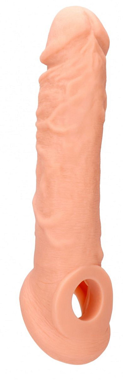 Телесная насадка с кольцом Penis Extender with Rings - 21 см. - термопластичная резина (TPR)