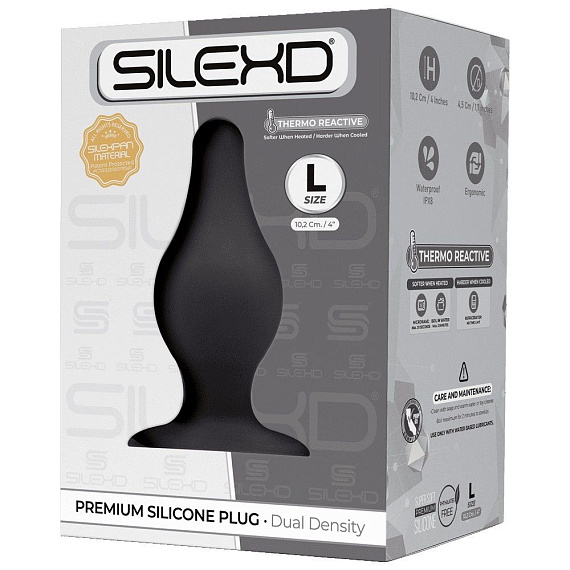 Черная большая анальная пробка SileXD - 10,2 см. - силикон