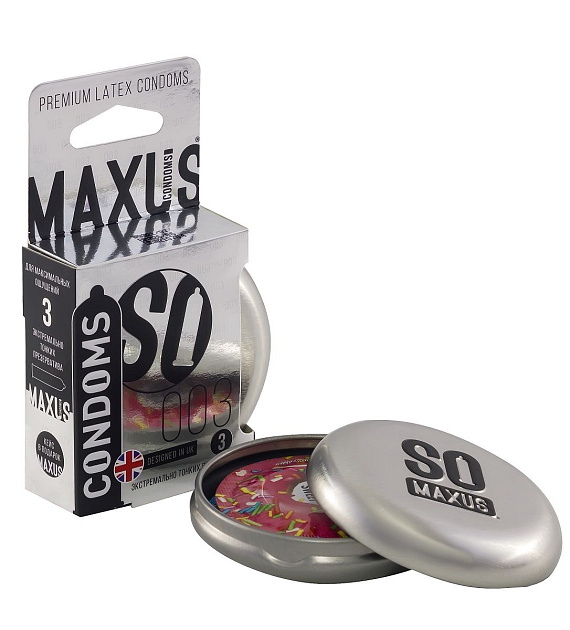 Экстремально тонкие презервативы в железном кейсе MAXUS Extreme Thin - 3 шт. - латекс