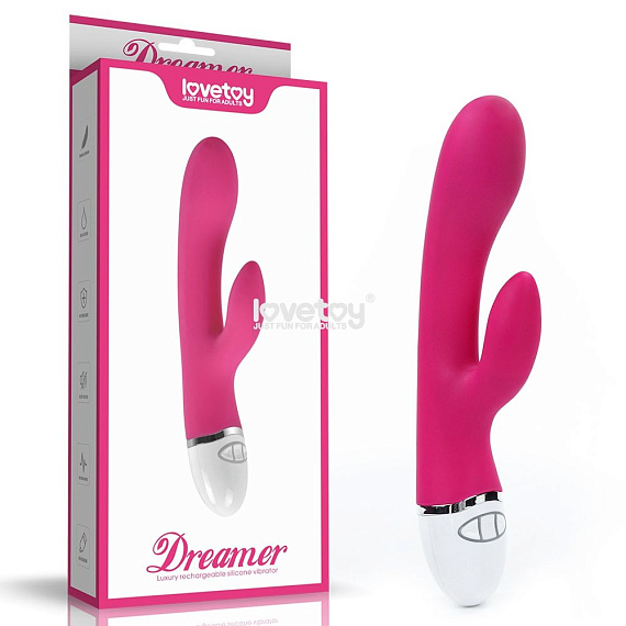 Розовый вибратор-кролик Dreamer Rechargeable Vibrator - 21 см. - силикон