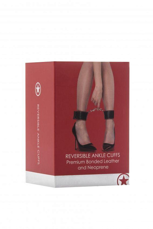 Чёрно-красные двусторонние оковы на ноги Reversible Ankle Cuffs Shots Media BV