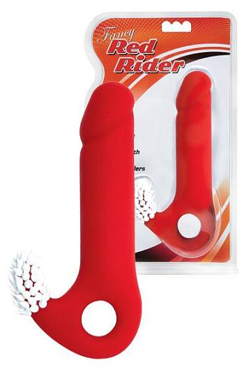 Красная вагинальная втулка с клиторальным стимулятором