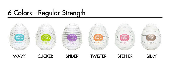 Набор из 6 мастурбаторов-яиц Tenga EGG I Strong Sensations с различными рельефом - термопластичный эластомер (TPE)