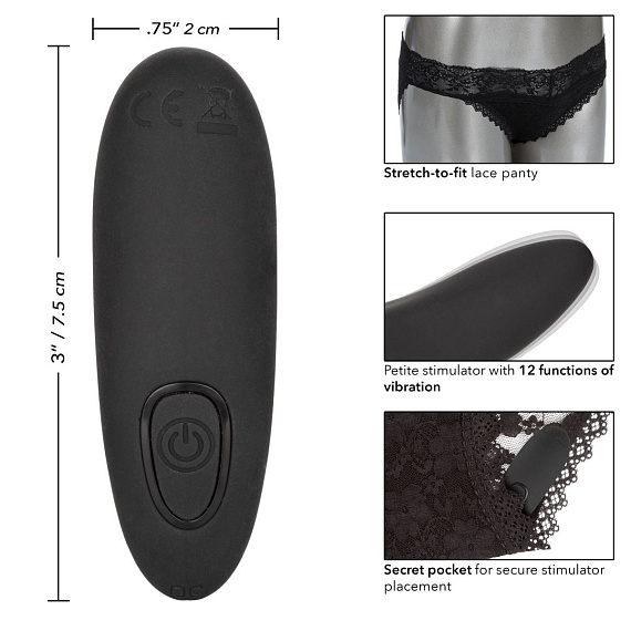 Черные кружевные трусики с вибромассажером Remote Control Panty Set S/M California Exotic Novelties