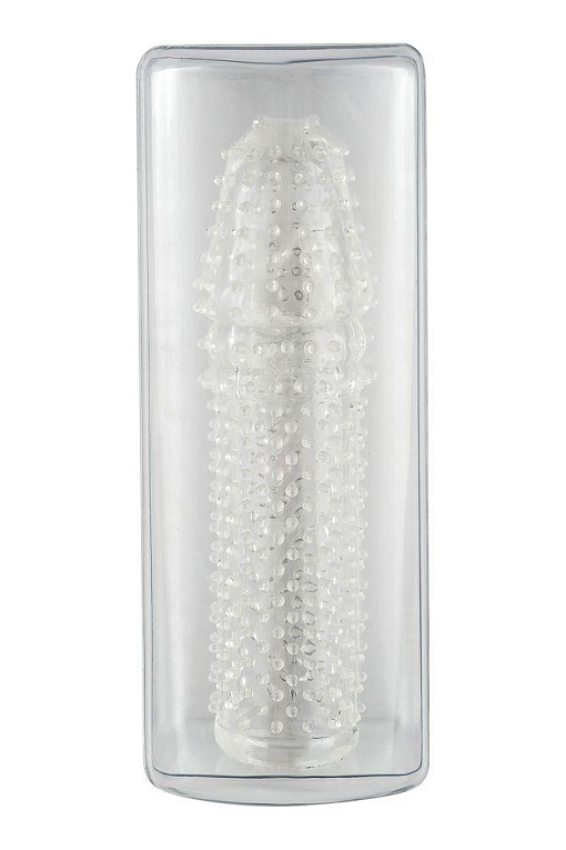 Прозрачная закрытая насадка с шишечками - 14,5 см. - термопластичный эластомер (TPE)