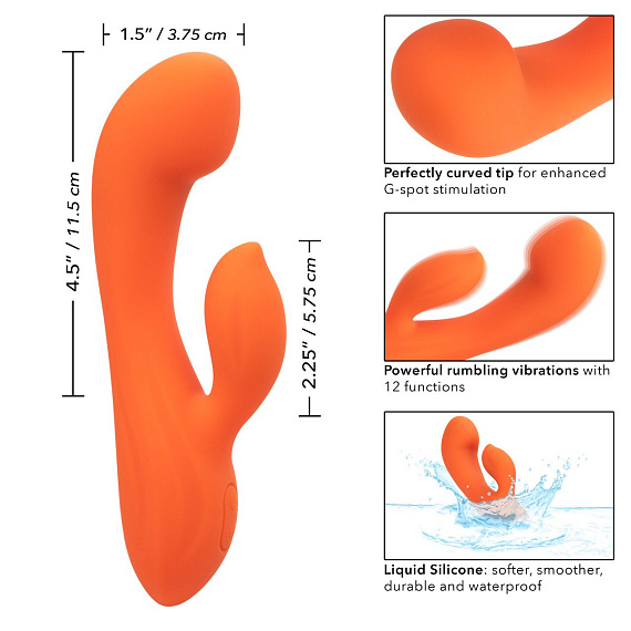 Оранжевый вибромассажер Stella Liquid Silicone Dual “G” - 17,75 см. - фото 5