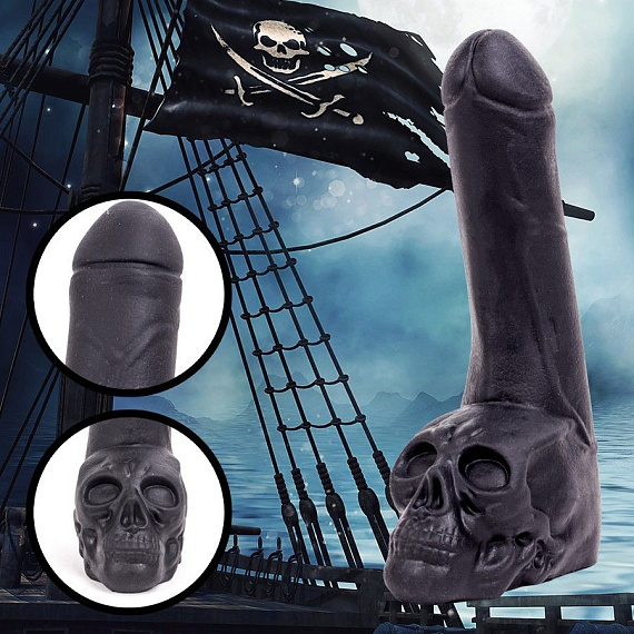 Черный фаллоимитатор-гигант с черепом Cock with Skull - 28 см. от Intimcat
