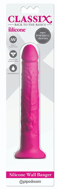 Ярко-розовый вибромассажер-реалистик с присоской Classix Wall Banger 2.0 - 19,1 см. от Intimcat