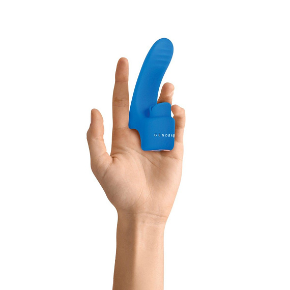 Синяя вибронасадка на палец с подвижным язычком Flick It - анодированный пластик, силикон