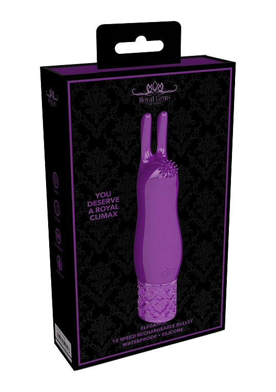 Фиолетовая перезаряжаемая вибпоруля Elegance - 11,8 см. - силикон