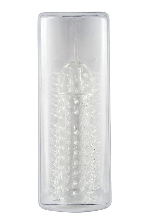 Прозрачная закрытая насадка с шипами разной длины - 12,5 см. - термопластичный эластомер (TPE)
