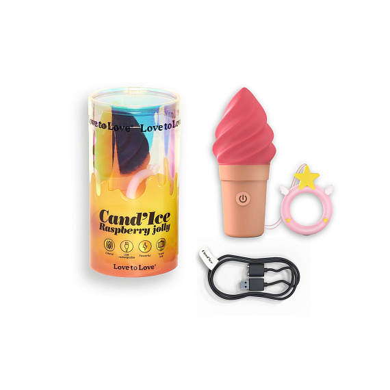 Малиновый мини-вибратор в форме мороженого Candice - фото 5