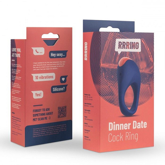 Синее эрекционное кольцо RRRING Dinner Date Cock Ring - фото 5