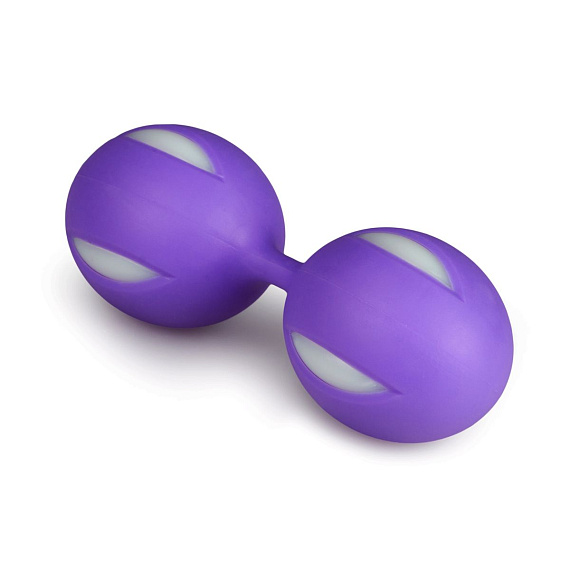 Фиолетовые вагинальные шарики Wiggle Duo - анодированный пластик, силикон