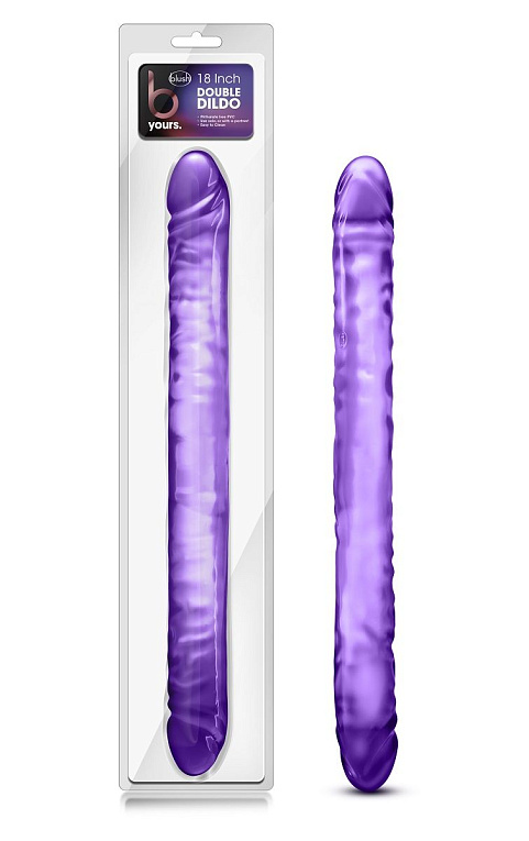 Фиолетовый двусторонний фаллоимитатор 18 inch Double Dildo - 45 см. - поливинилхлорид (ПВХ, PVC)