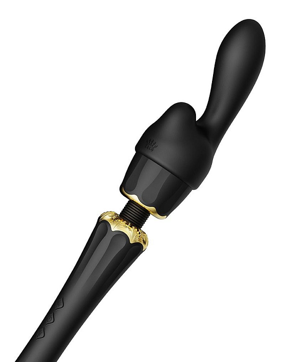 Черный wand-вибратор Kyro с 2 насадками - фото 5