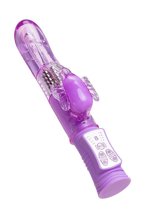 Фиолетовый вибратор High-Tech fantasy с бабочкой для клитора - 22,4 см. - фото 6