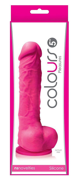 Розовый фаллоимитатор Colours Pleasures 5  Dildo - 17,8 см. - силикон