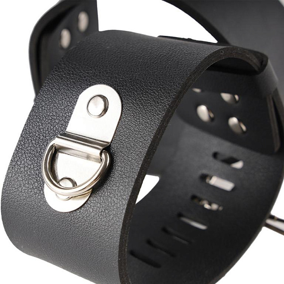 Черные гладкие наручники с металлическими вставками Erozon