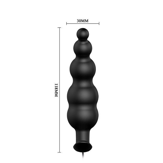 Черная анальная виброцепочка с пультом управления - 11,8 см. от Intimcat