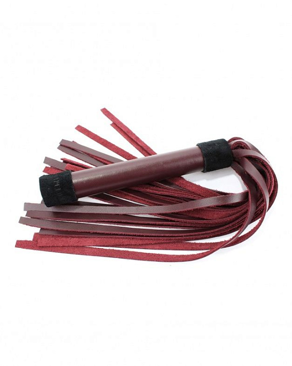 Бордовая плеть Maroon Leather Whip с гладкой ручкой - 45 см. от Intimcat