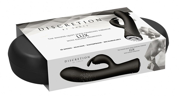 Черный вибромассажер-кролик Lux - 20 см. - силикон