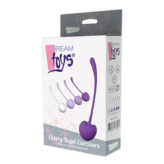 Набор из 5 фиолетово-белых шариков CHERRY KEGEL EXERCISERS - силикон