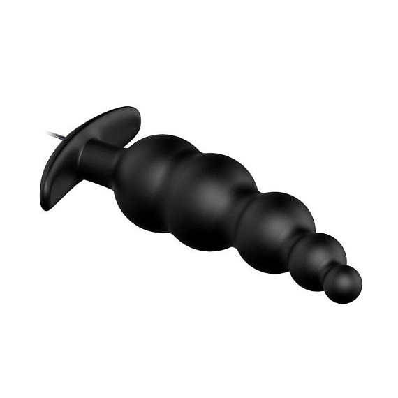 Черная анальная виброцепочка с пультом управления - 11,8 см. - силикон
