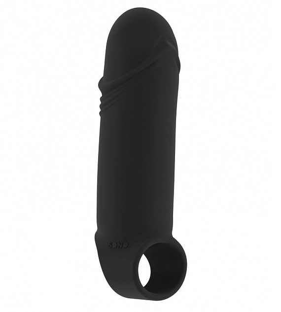 Чёрная удлиняющая насадка Stretchy Thick Penis Extension No.35 - 15,2 см. - термопластичный эластомер (TPE)