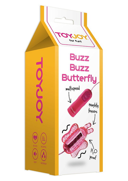 Розовый вибростимулятор-бабочка BUZZ BUZZ BUTTERFLY MASSAGER - 6 см. - поливинилхлорид (ПВХ, PVC)