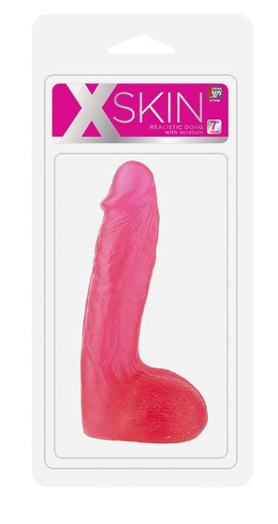 Розовый фаллоимитатор XSKIN 7 PVC DONG - 18 см. - поливинилхлорид (ПВХ, PVC)