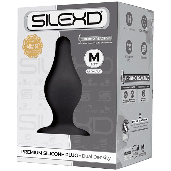 Черная средняя анальная пробка SileXD - 9,3 см. - силикон