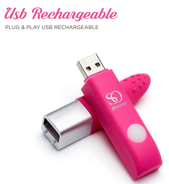 Ярко-розовый вибростимулятор Get Lucky USB Vibrator - 12 см. - анодированный пластик, силикон