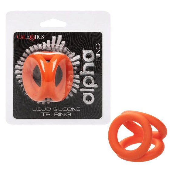 Оранжевое тройное эрекционное кольцо Liquid Silicone Tri-Ring - силикон