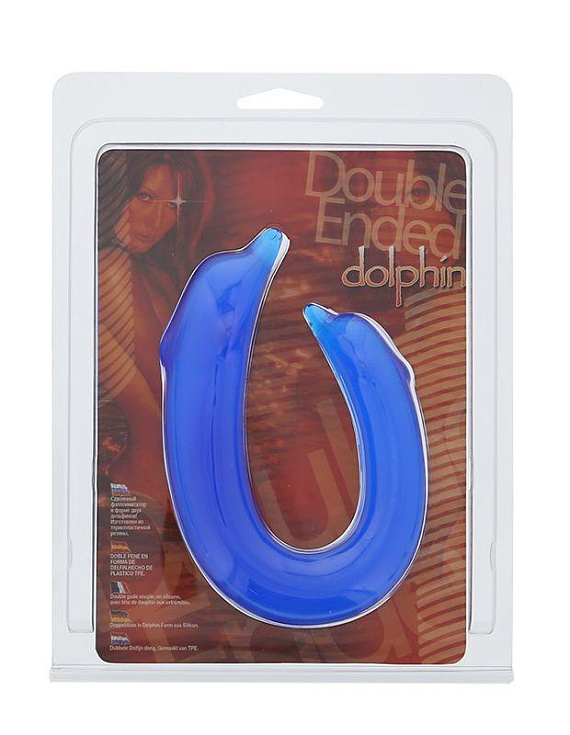 Двусторонний фаллоимитатор DOUBLE ENDED DOLPHIN CLEAR BLUE - 28,9 см. - Термопластичная резина (TPR)