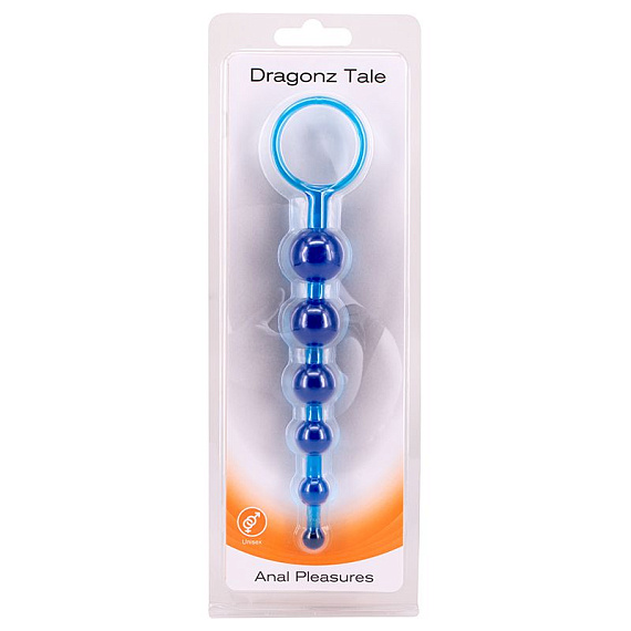 Синяя анальная цепочка DRAGONZ TALE ANAL - 20 см. - поливинилхлорид (ПВХ, PVC)