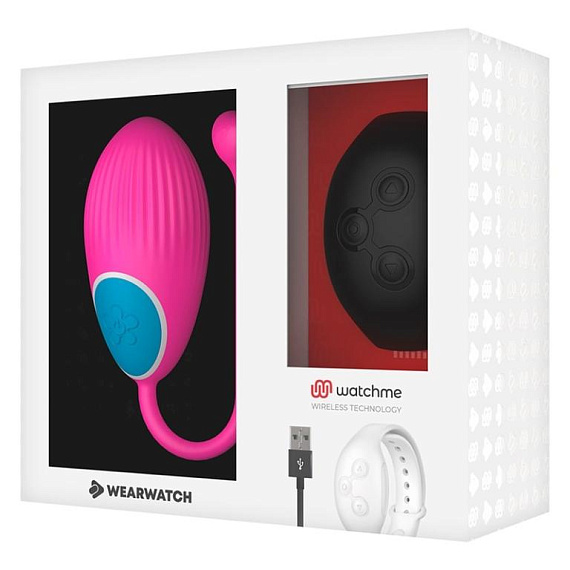 Розовое виброяйцо с черным пультом-часами Wearwatch Egg Wireless Watchme - силикон