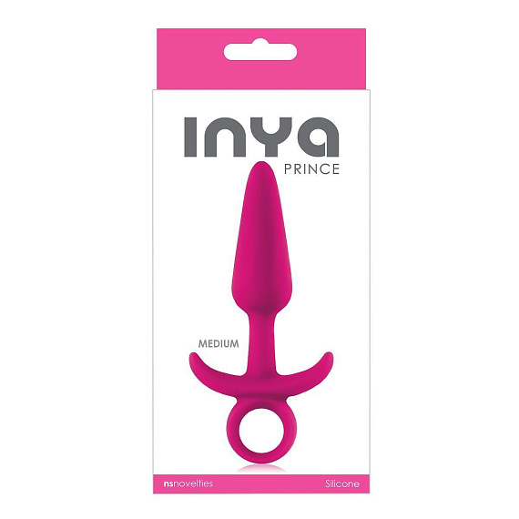Ярко-розовая анальная пробка с держателем INYA Prince Medium - 13 см. - силикон