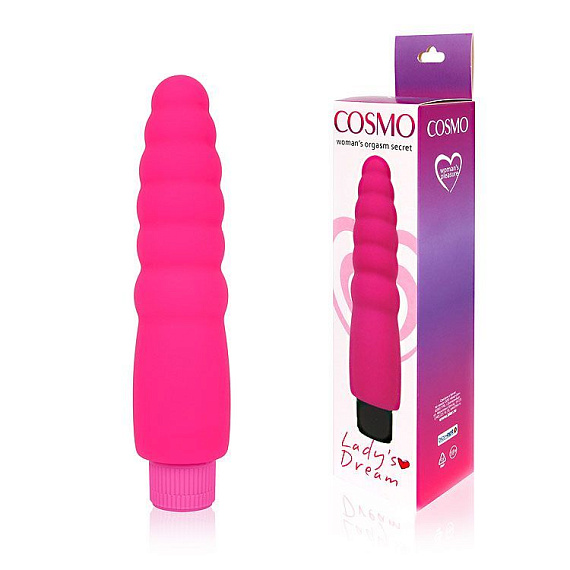 Розовый силиконовый вибратор Cosmo - 15 см. - силикон