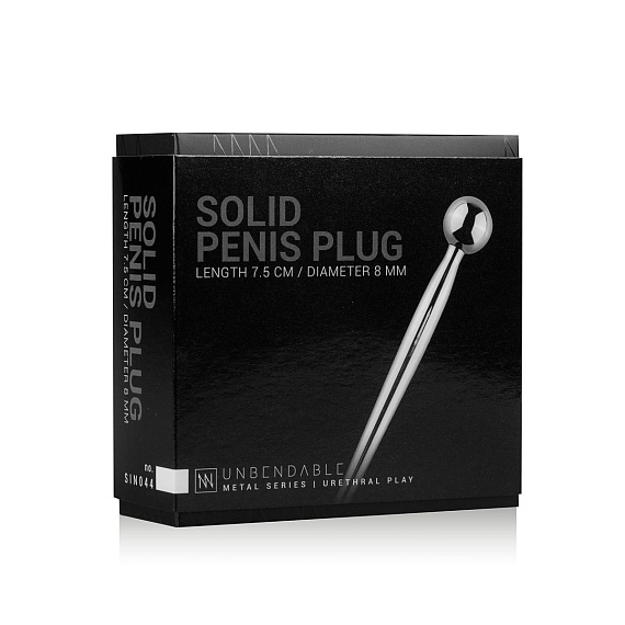Серебристый уретральный стимулятор Sinner Metal Solid Penis Plug with Ball - 9,5 см. - металл