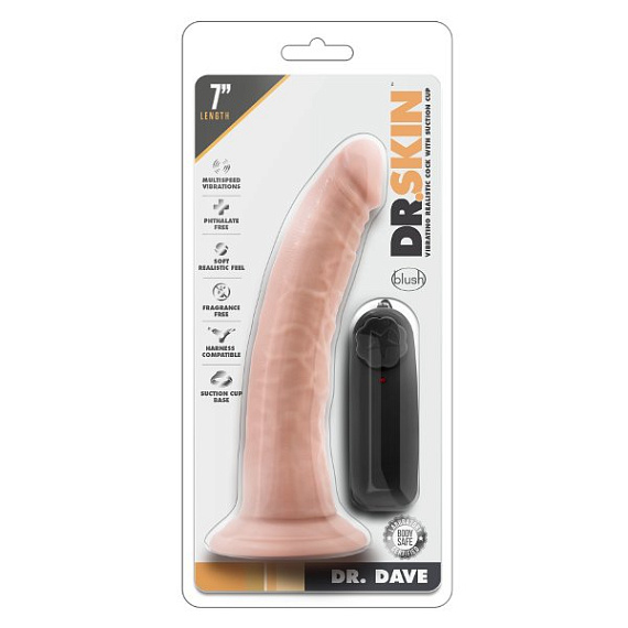 Телесный вибратор-реалистик Dr. Dave 7 Inch Vibrating Cock - 19 см. - поливинилхлорид (ПВХ, PVC)