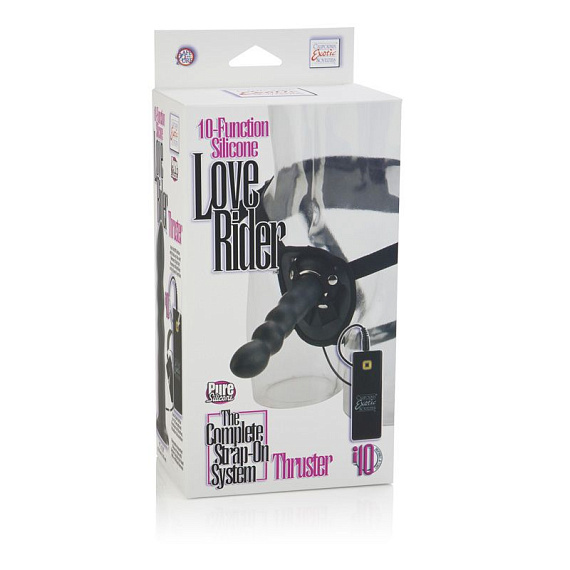 Страпон с вибрацией 10-Function Silicone Love Rider Thruster - 17,7 см. - фото 7