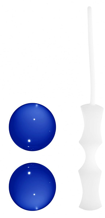 Синие стеклянные вагинальные шарики Ben Wa Medium в белой оболочке Shots Media BV