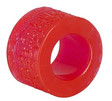 Широкое красное эрекционное кольцо Cock Ring Aztecs